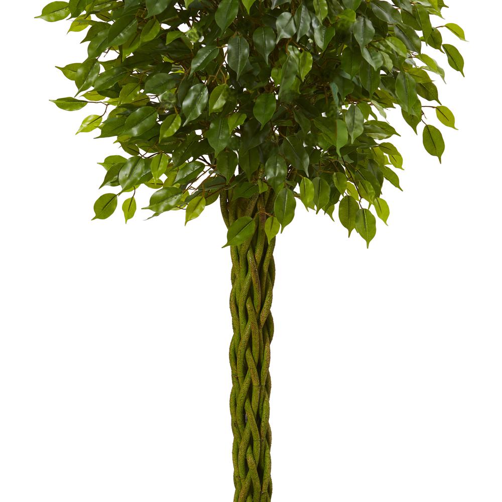 5ft. Ficus Artificial Tree with Woven Trunk, UV Resistant (Indoor/Outdoor). Picture 2