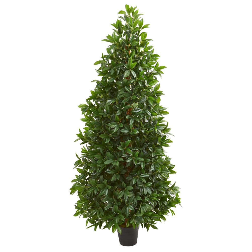 5ft. Bay Leaf Cone Topiary Artificial Tree UV Resistant (Indoor/Outdoor). Picture 1