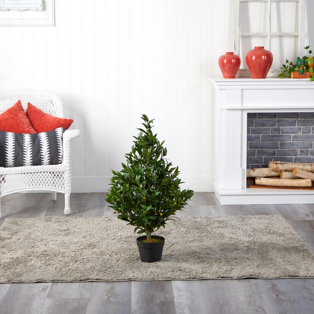 35in. Olive Cone Topiary Artificial Tree UV Resistant (Indoor/Outdoor). Picture 3