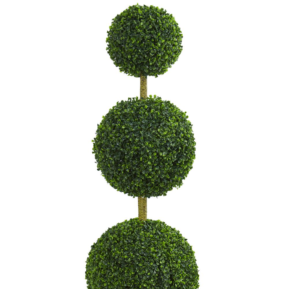 6ft. Boxwood Triple Ball Topiary Artificial Tree in Slate Planter UV Resistant (Indoor/Outdoor). Picture 3