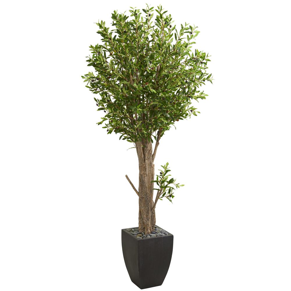 6.5ft. Olive Artificial Tree in Black Planter. Picture 1
