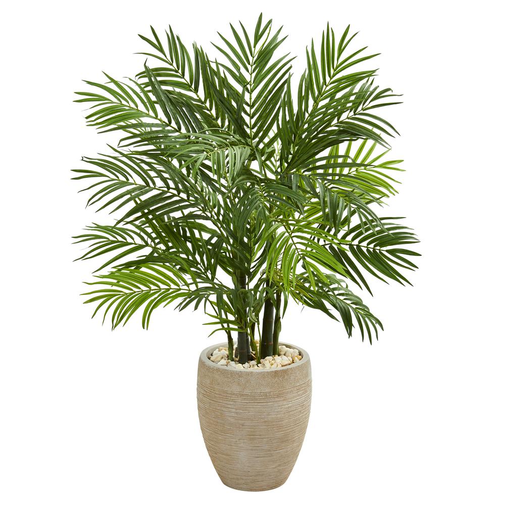 4ft. Areca Palm Artificial Tree in Sand Colored Planter. Picture 1