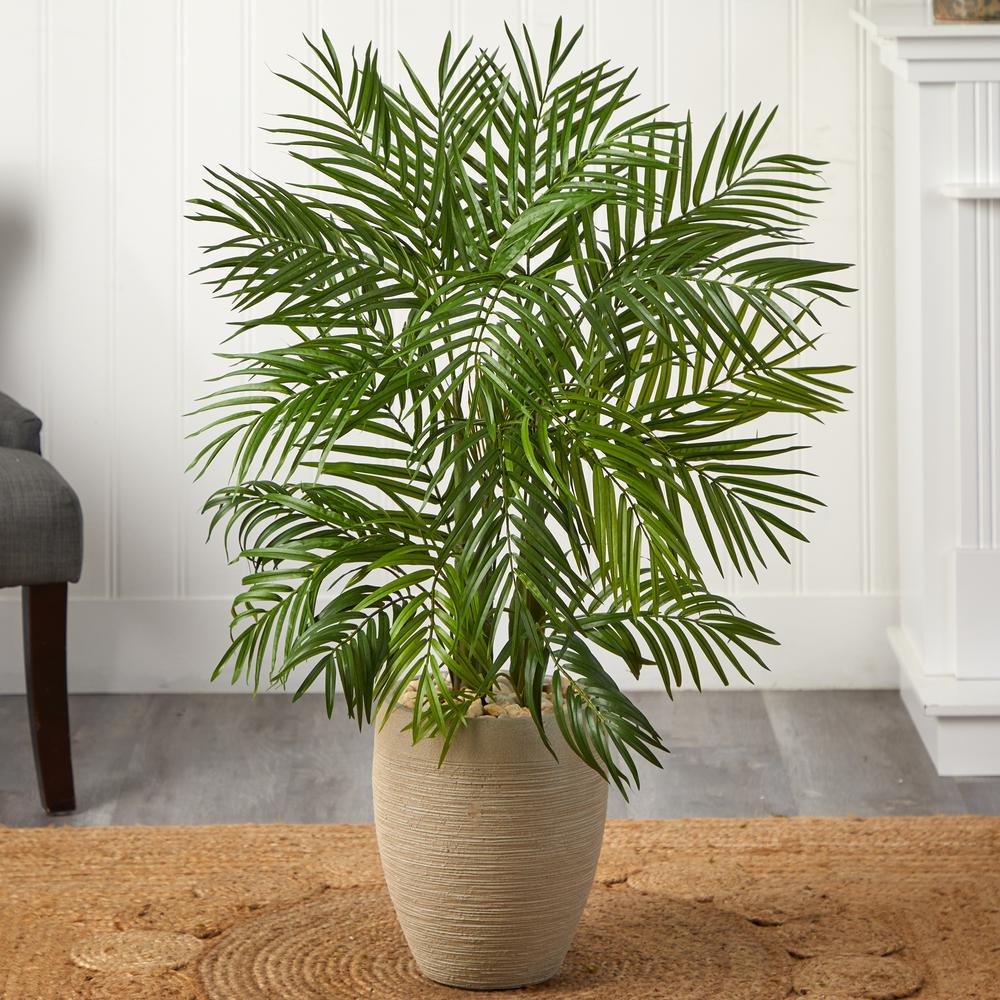 4ft. Areca Palm Artificial Tree in Sand Colored Planter. Picture 3