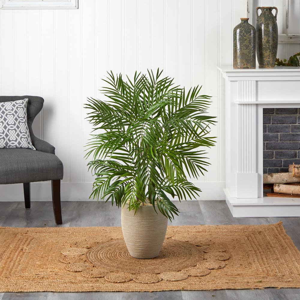 4ft. Areca Palm Artificial Tree in Sand Colored Planter. Picture 2