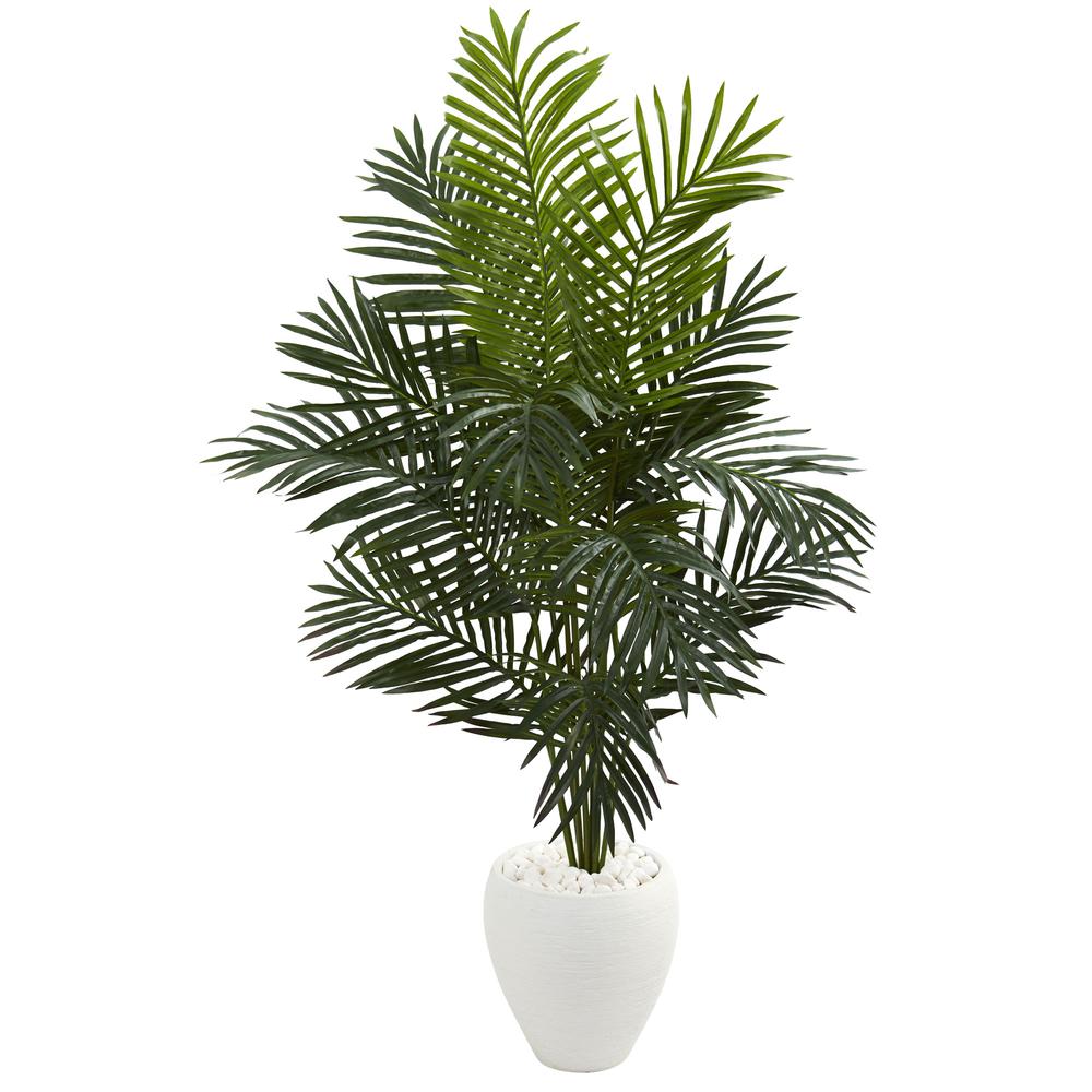 5.5ft. Paradise Artificial Palm Tree in White Planter. Picture 1