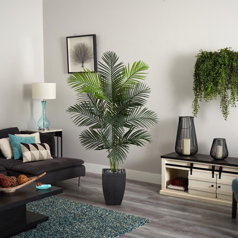 5.5ft. Paradise Artificial Palm Tree in Black Planter. Picture 3