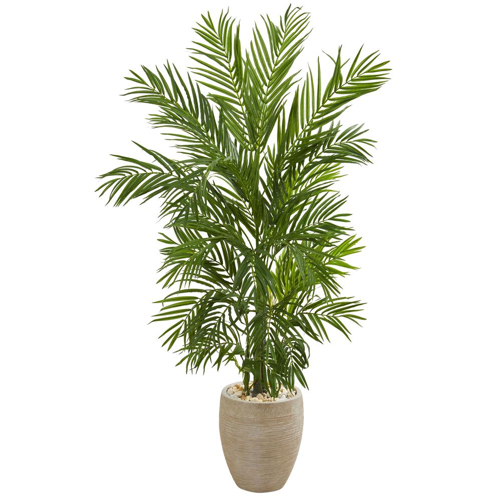 5ft. Areca Palm Artificial Tree in Sand Colored Planter. Picture 1
