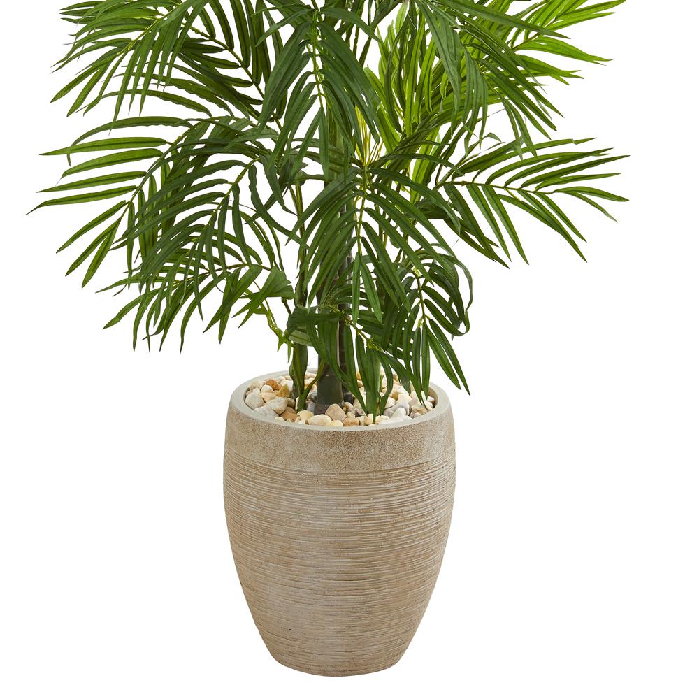 5ft. Areca Palm Artificial Tree in Sand Colored Planter. Picture 2