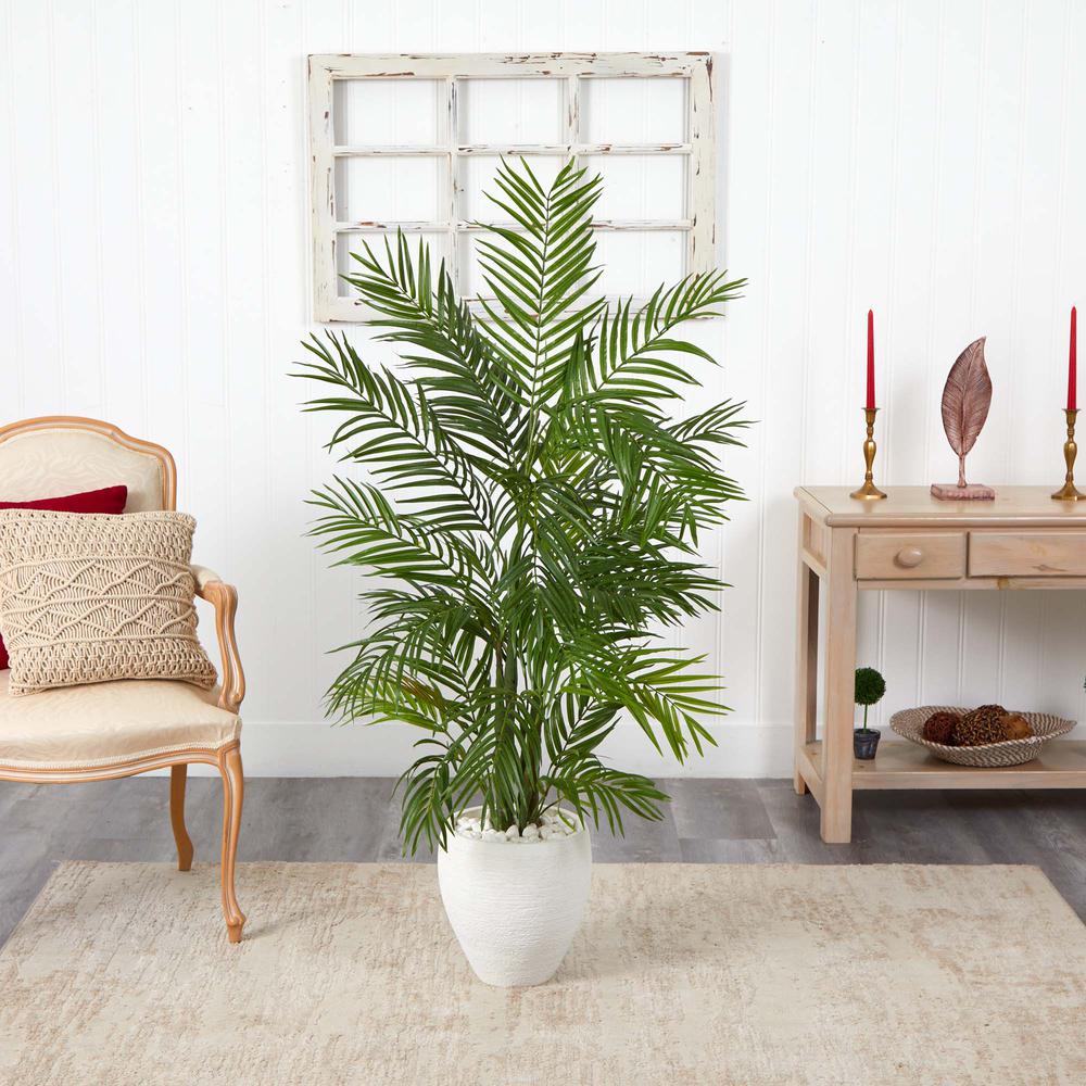 5ft. Areca Palm Artificial Tree in White Planter. Picture 3