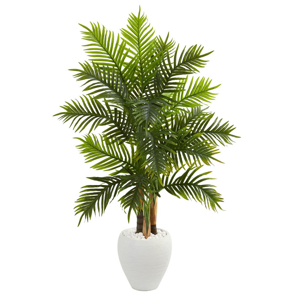 5ft. Areca Palm Artificial Tree in White Planter (Real Touch). Picture 1