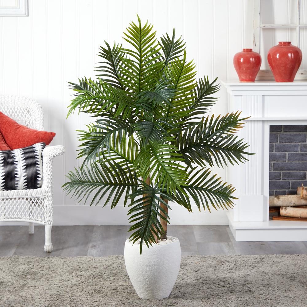 5ft. Areca Palm Artificial Tree in White Planter (Real Touch). Picture 3