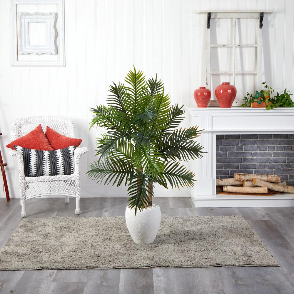 5ft. Areca Palm Artificial Tree in White Planter (Real Touch). Picture 2