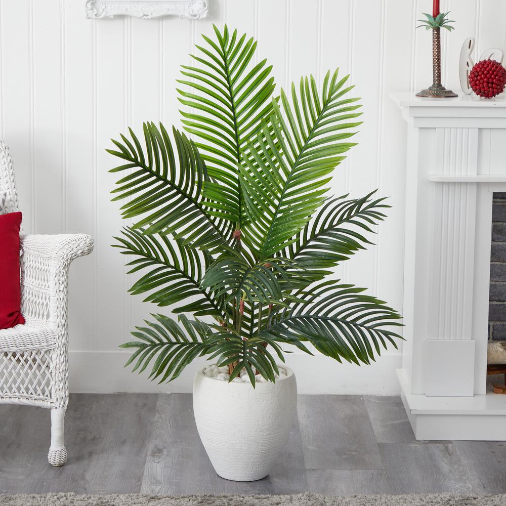 4.5ft. Paradise Palm Artificial Tree in White Planter. Picture 2