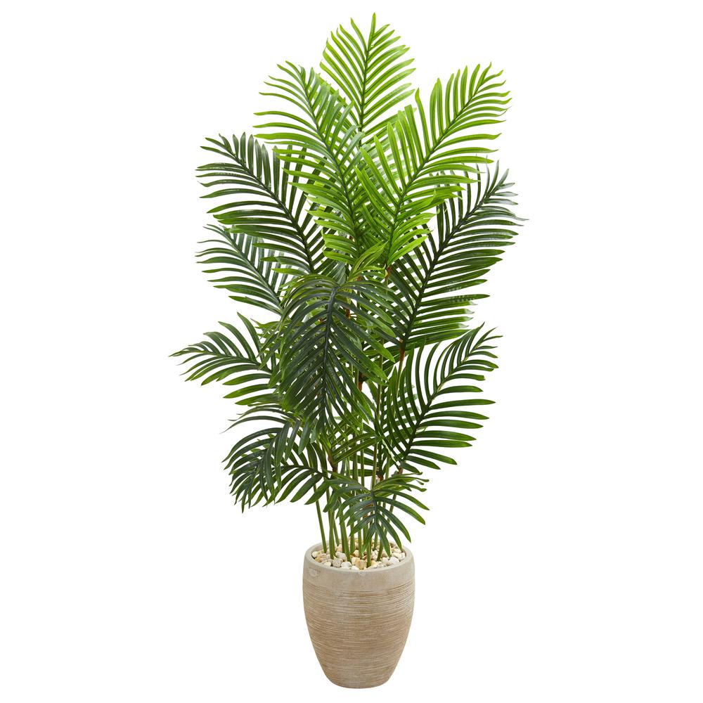 5ft. Paradise Palm Artificial Tree in Sand Colored Planter. Picture 1