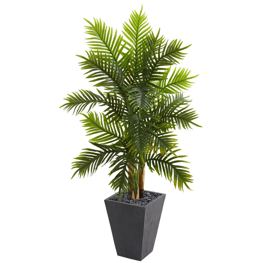 5.5ft. Areca Palm Artificial Tree in Slate Finished Planter (Real Touch). Picture 1