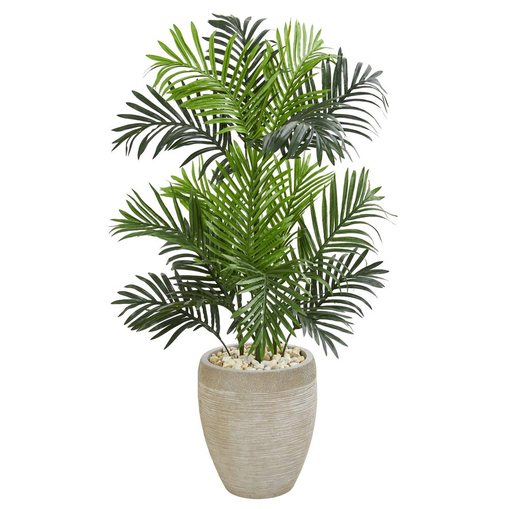 Paradise Palm Artificial Tree in Sand Colored Planter. Picture 1