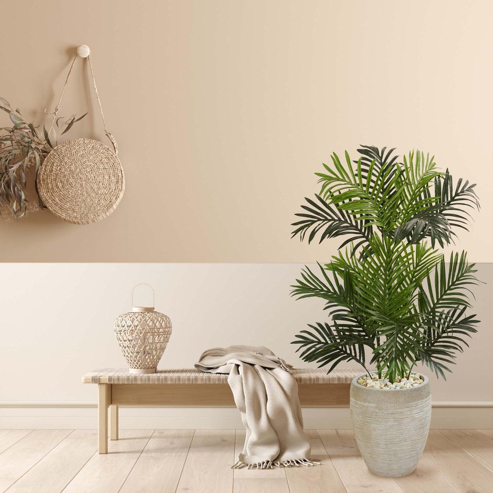 Paradise Palm Artificial Tree in Sand Colored Planter. Picture 3