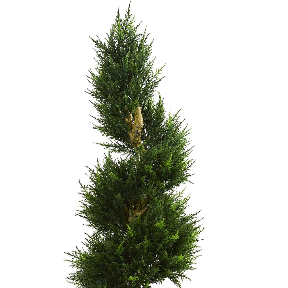 6ft. Spiral Cypress Artificial Tree in Cylinder Planter UV Resistant (Indoor/Outdoor). Picture 3