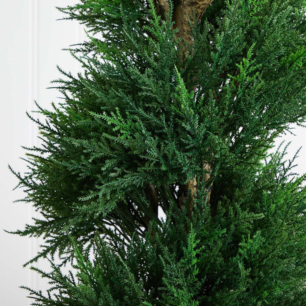 6ft. Spiral Cypress Artificial Tree in Cylinder Planter UV Resistant (Indoor/Outdoor). Picture 5