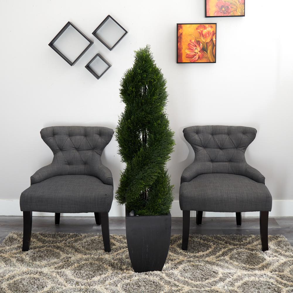 5ft. Double Pond Cypress Spiral Topiary Artificial Tree in Black Wash Planter UV Resistant (Indoor/Outdoor). Picture 2