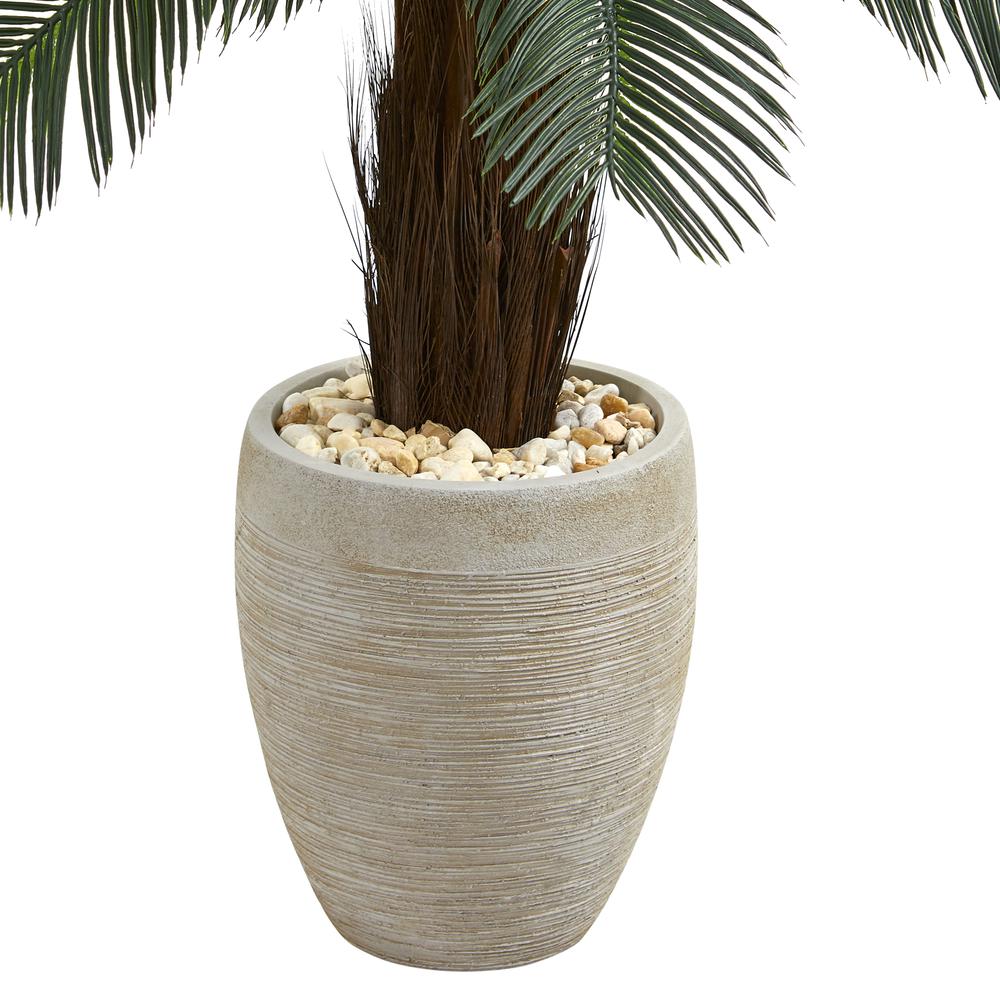 4.5ft. Cycas Artificial Tree in Oval Planter UV Resistant (Indoor/Outdoor). Picture 3