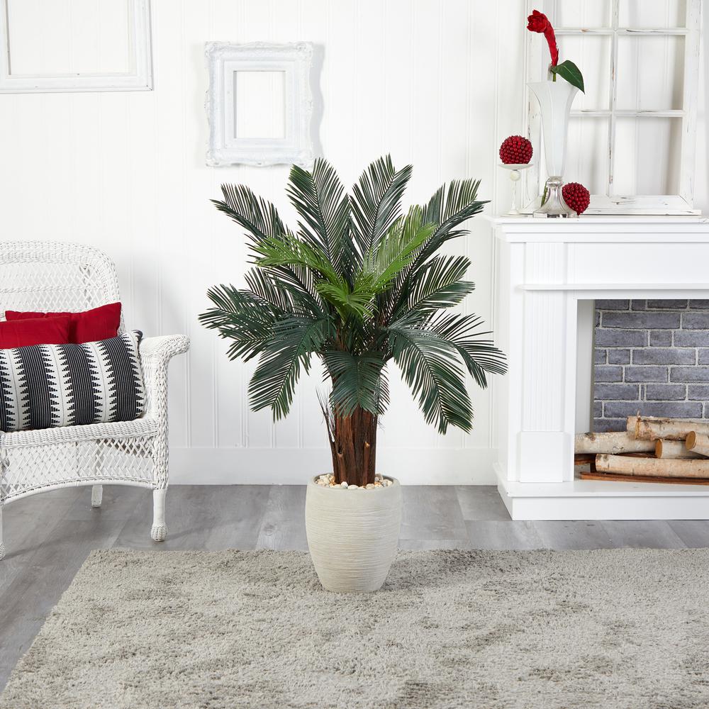 4.5ft. Cycas Artificial Tree in Oval Planter UV Resistant (Indoor/Outdoor). Picture 5