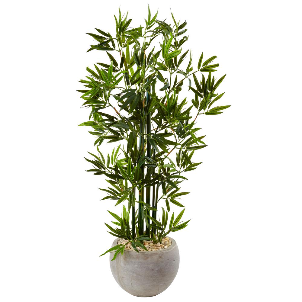 4ft. Bamboo Artificial Tree in Sand Colored Bowl Green. Picture 1