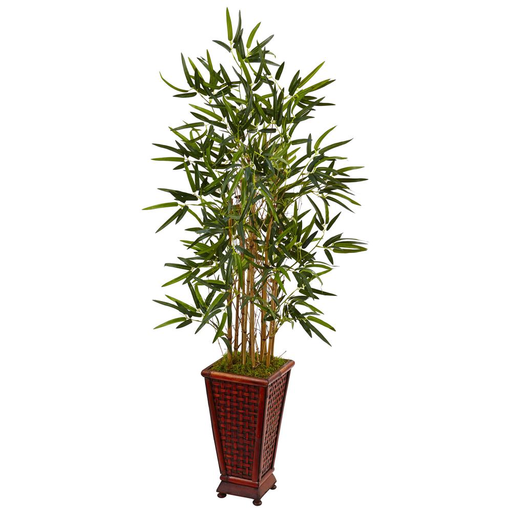 4.5ft. Bamboo Artificial Tree in Decorative Planter. Picture 1