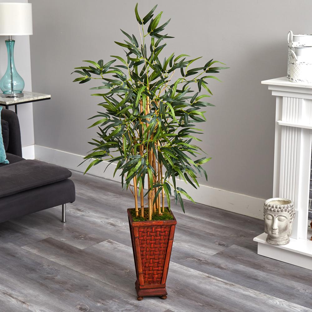 4.5ft. Bamboo Artificial Tree in Decorative Planter. Picture 5