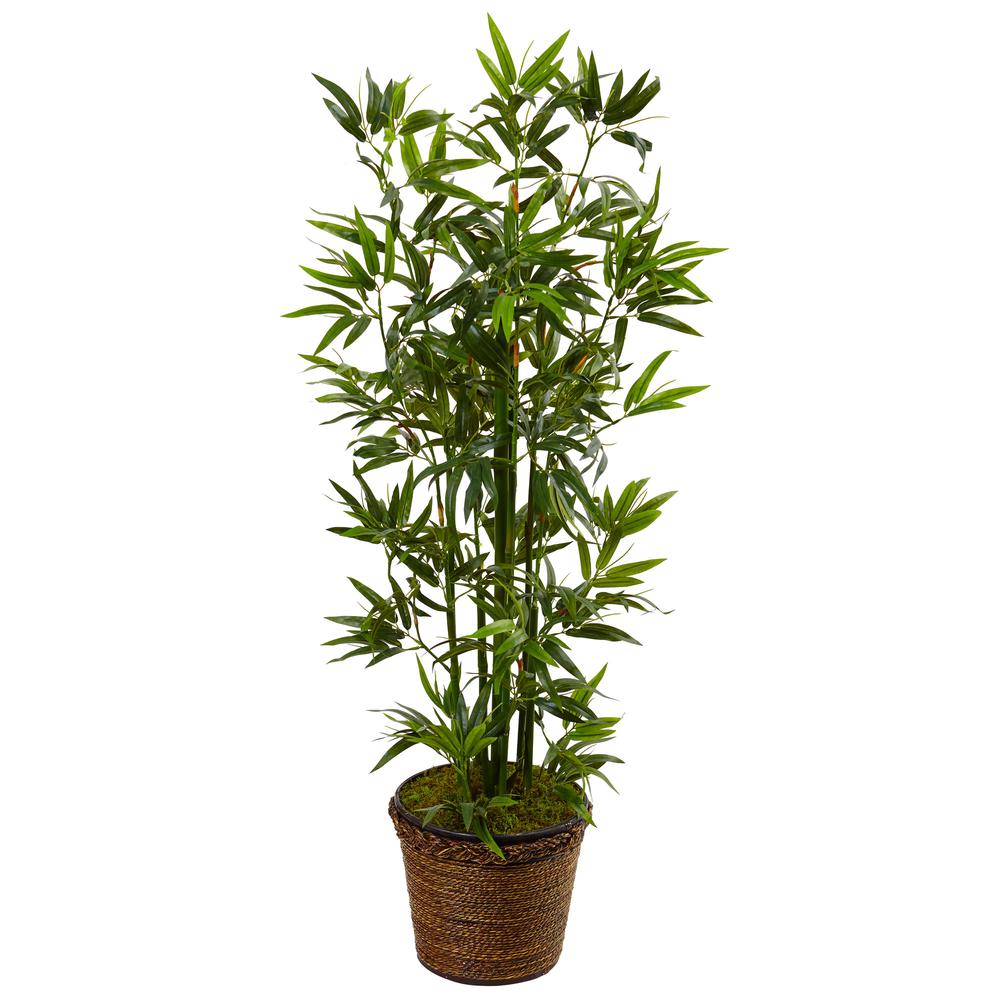 4ft. Bamboo Artificial Tree in Coiled Rope Planter. Picture 1
