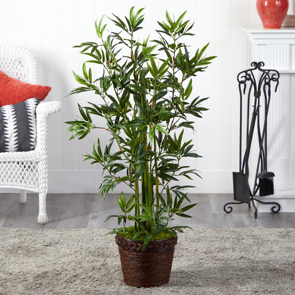 4ft. Bamboo Artificial Tree in Coiled Rope Planter. Picture 2