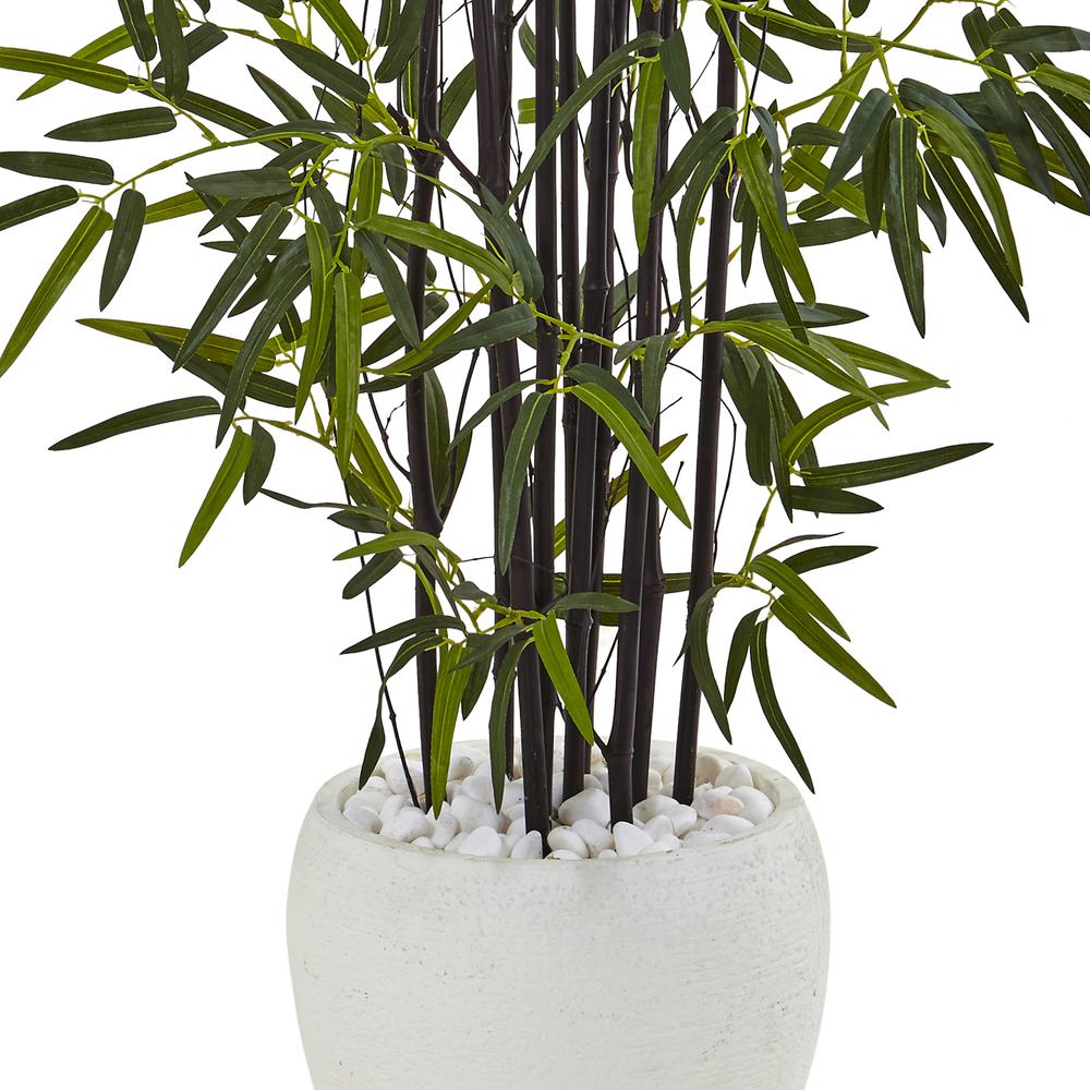 5ft. Black Bamboo Artificial Tree in White Oval Planter. Picture 2