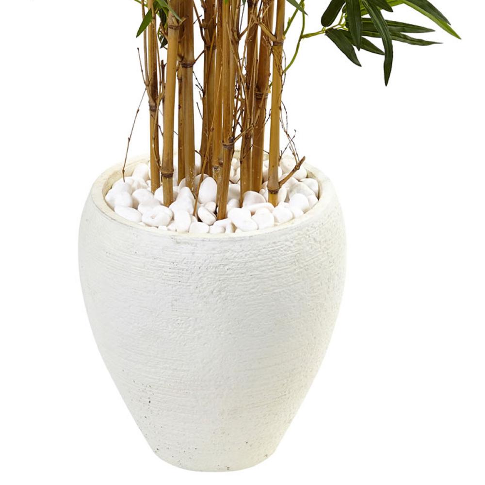 4ft. Bamboo Artificial Tree in White Oval Planter. Picture 4