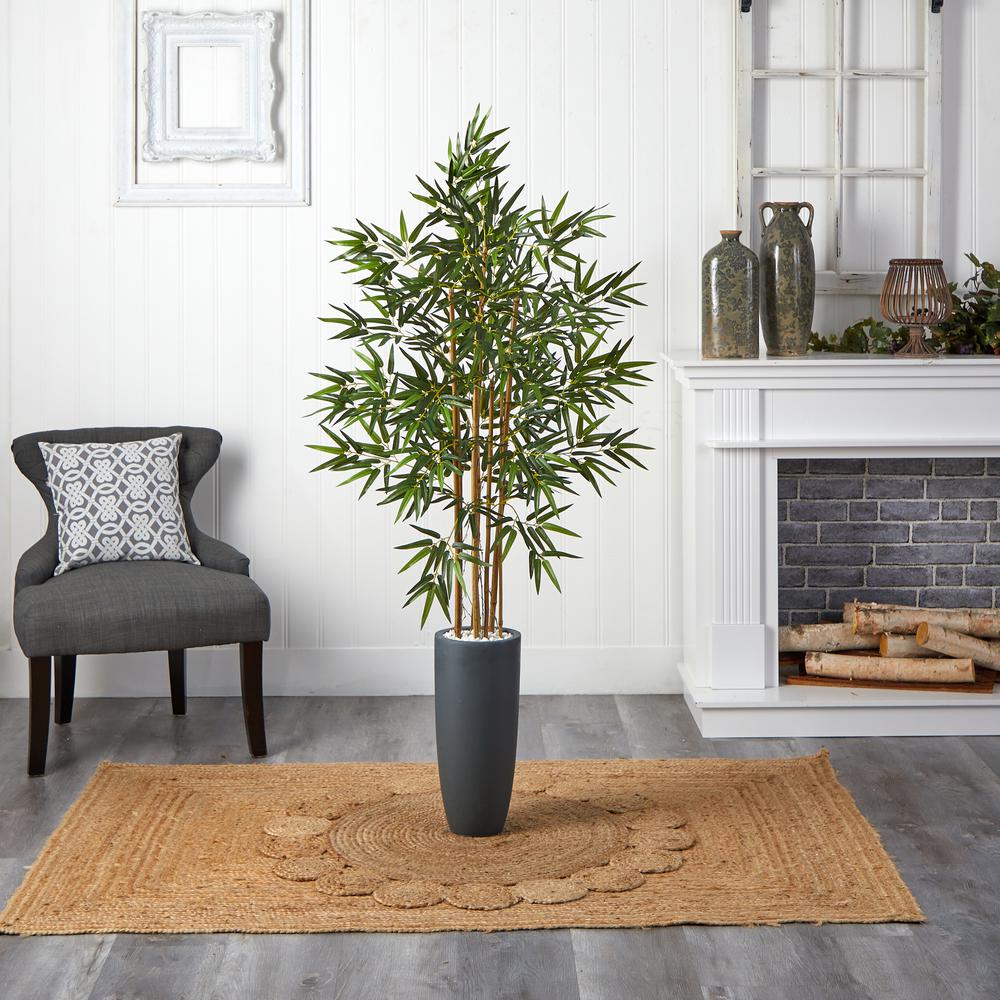 5ft. Bamboo Artificial Tree in Gray Cylinder Planter. Picture 3