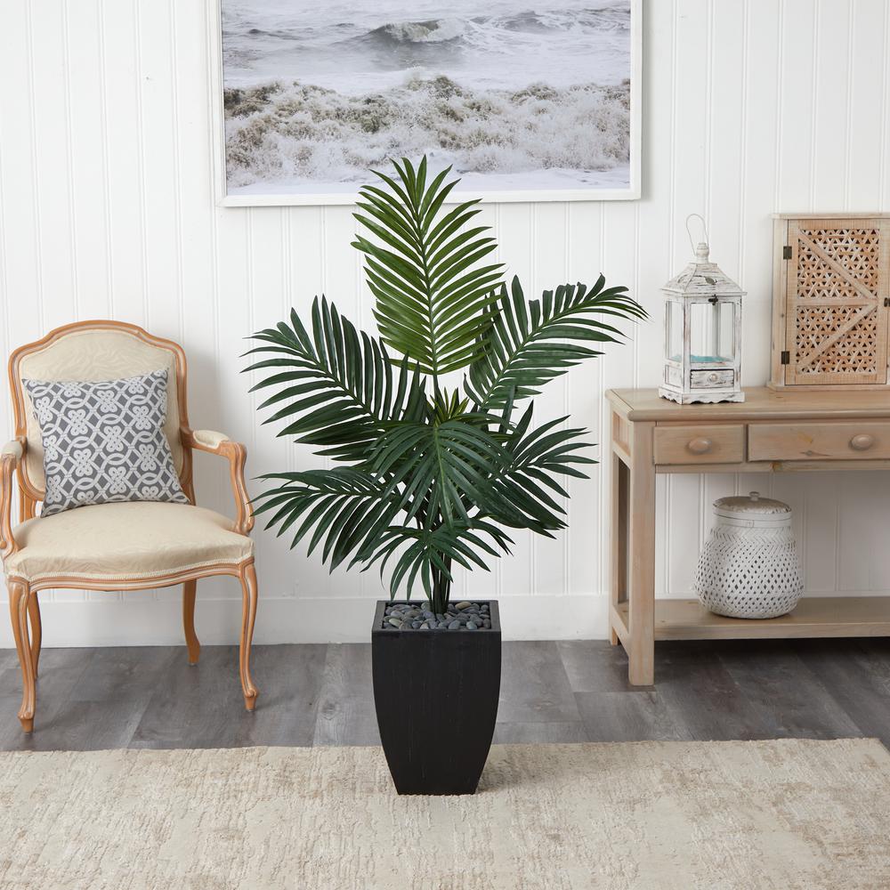 4.5ft. Kentia Palm Artificial Tree in Black Wash Planter. Picture 4