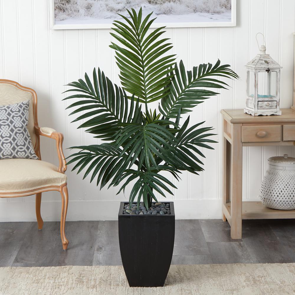 4.5ft. Kentia Palm Artificial Tree in Black Wash Planter. Picture 3