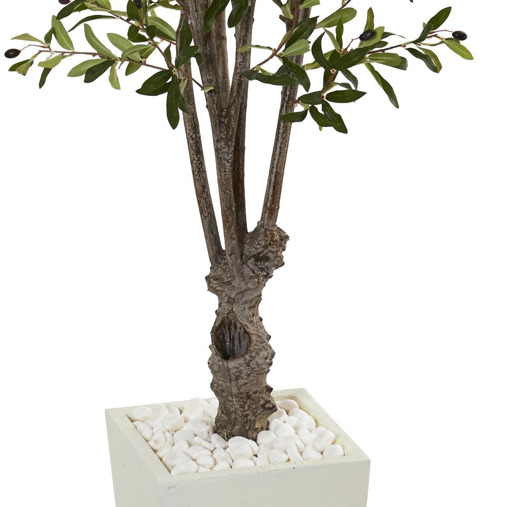 6ft. Olive Artificial Tree in White Tower Planter. Picture 3