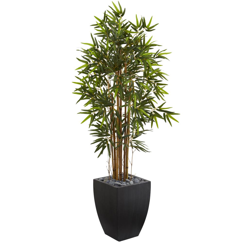 5ft. Bamboo Artificial Tree in Black Wash Planter. Picture 1
