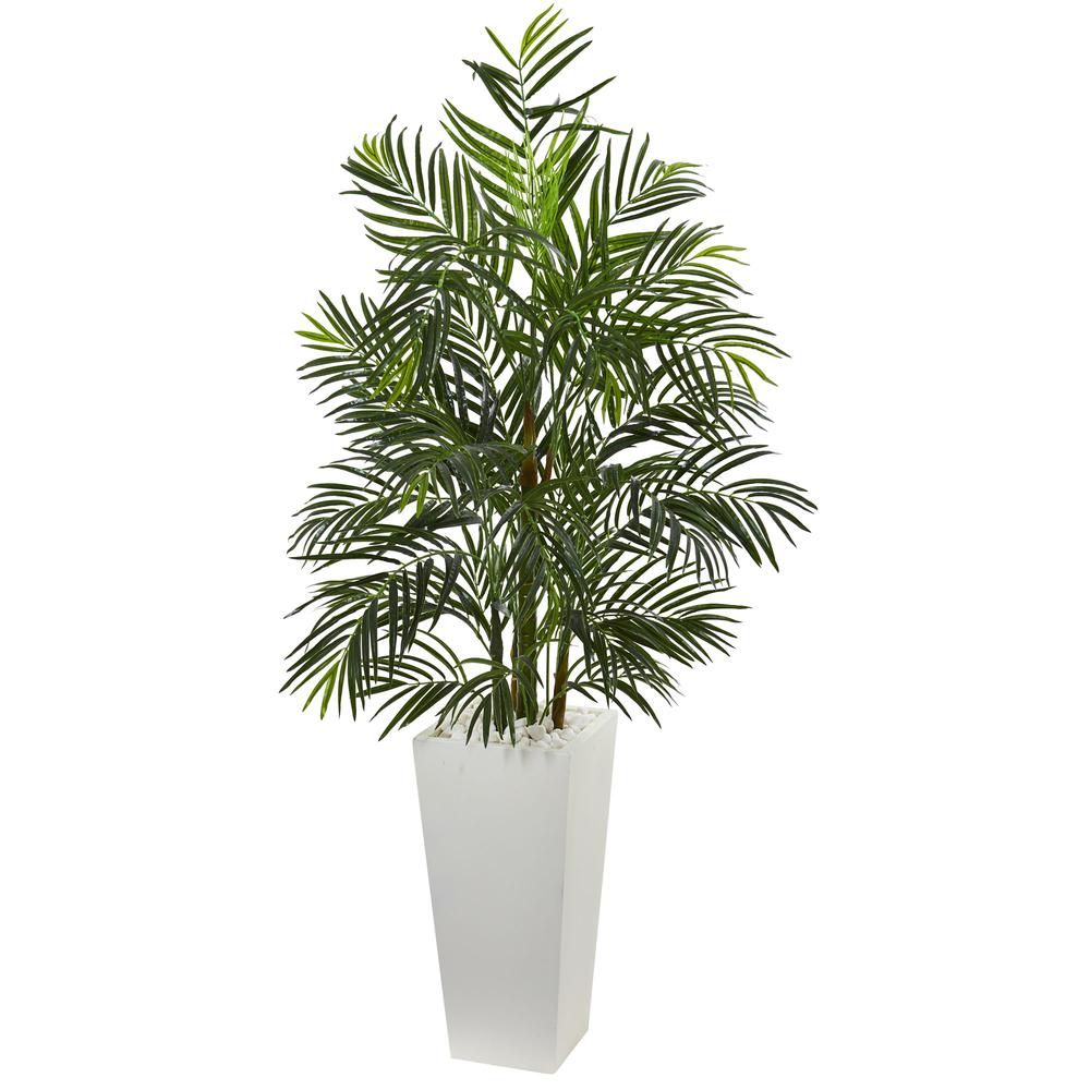 5ft. Areca Artificial Palm Tree in White Planter, UV Resistant (Indoor/Outdoor). Picture 1