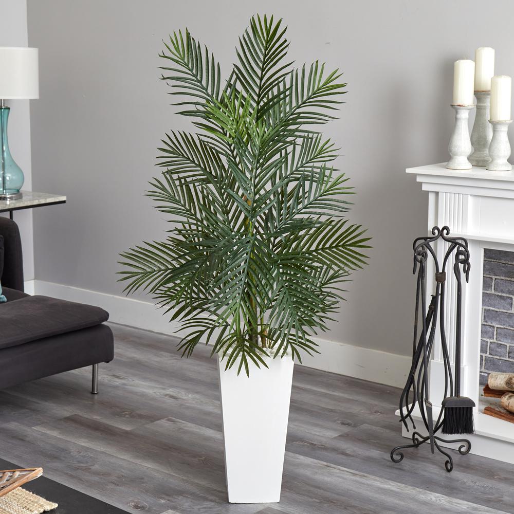 5ft. Areca Artificial Palm Tree in White Planter, UV Resistant (Indoor/Outdoor). Picture 2