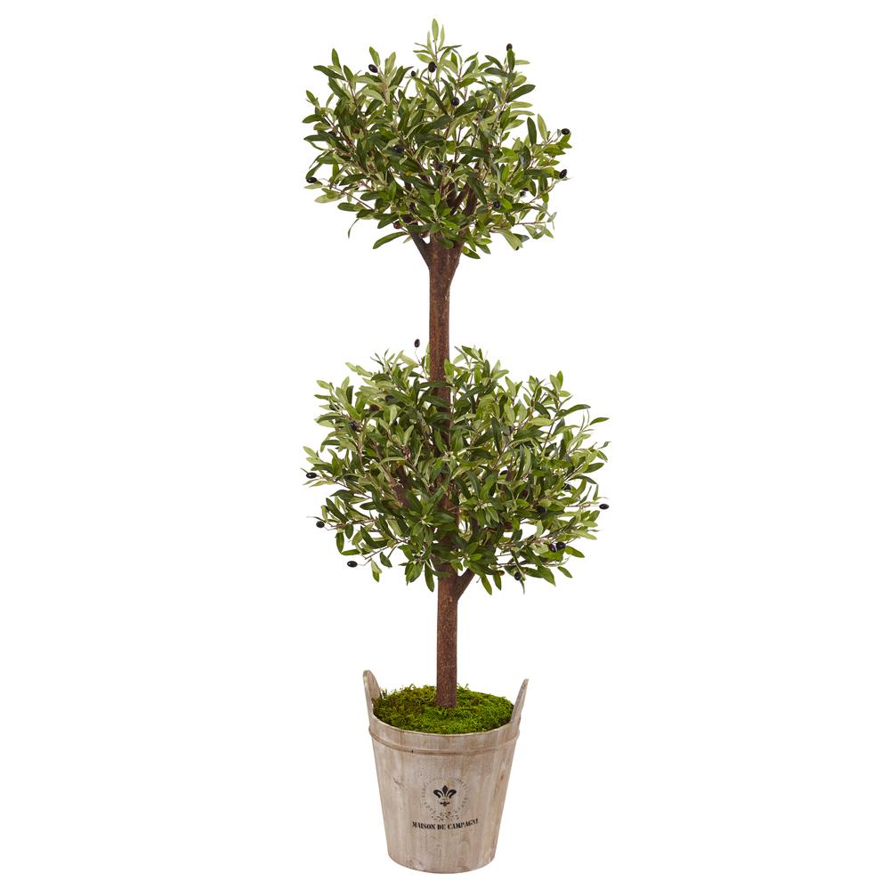5ft. Olive Artificial Tree in Farmhouse Planter. Picture 1