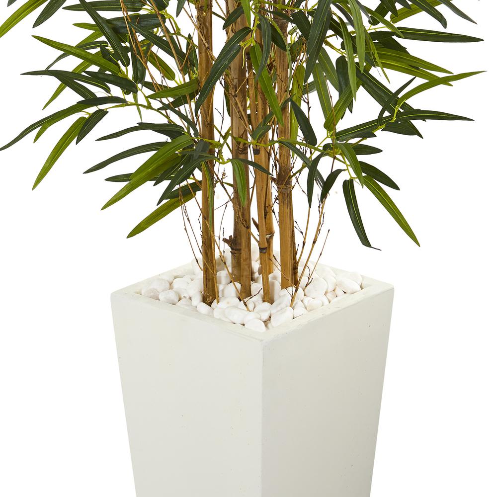 5.5ft. Bamboo Artificial Tree in White Tower Planter. Picture 2