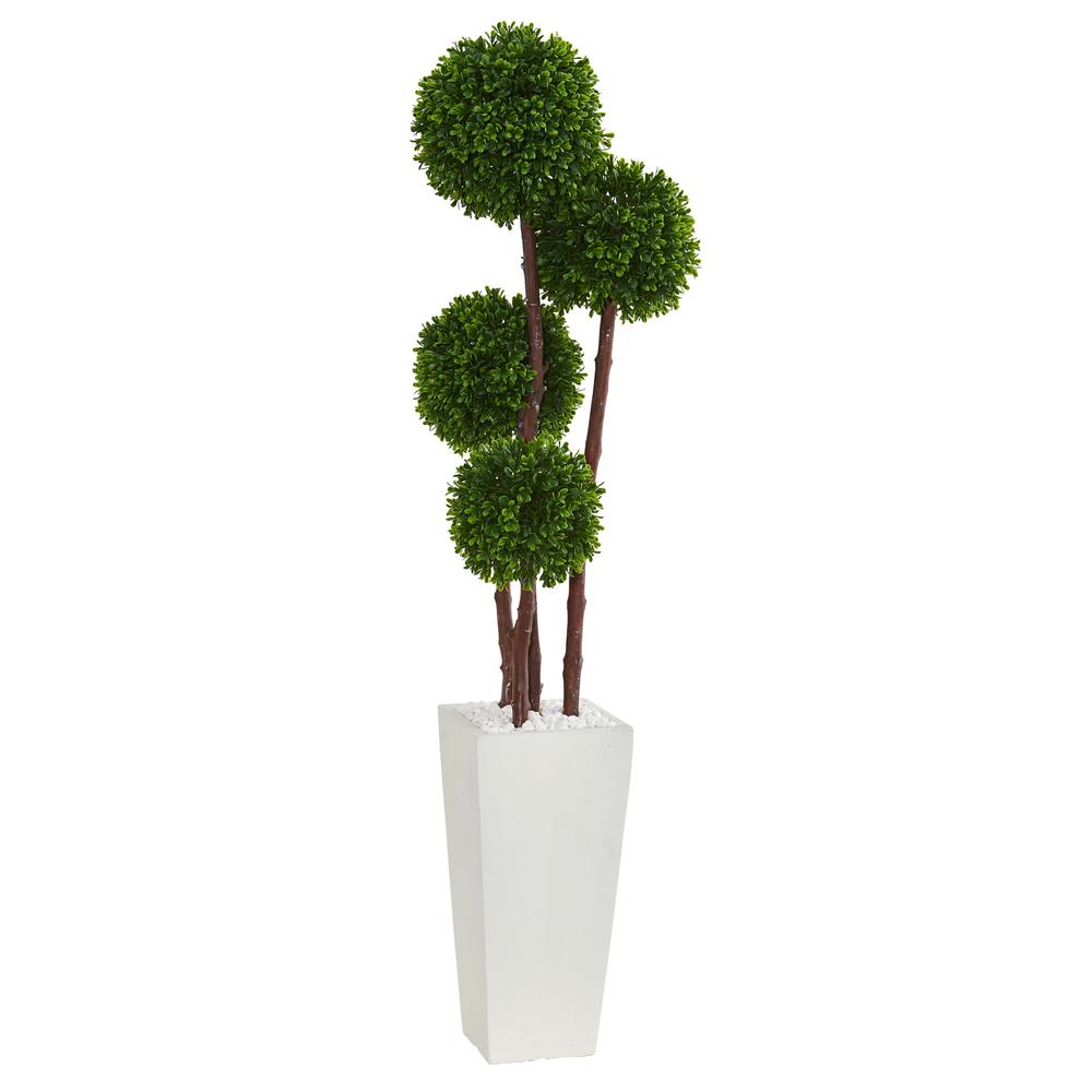 4ft. Boxwood Artificial Topiary Tree in Planter UV Resistant (Indoor/Outdoor). Picture 1
