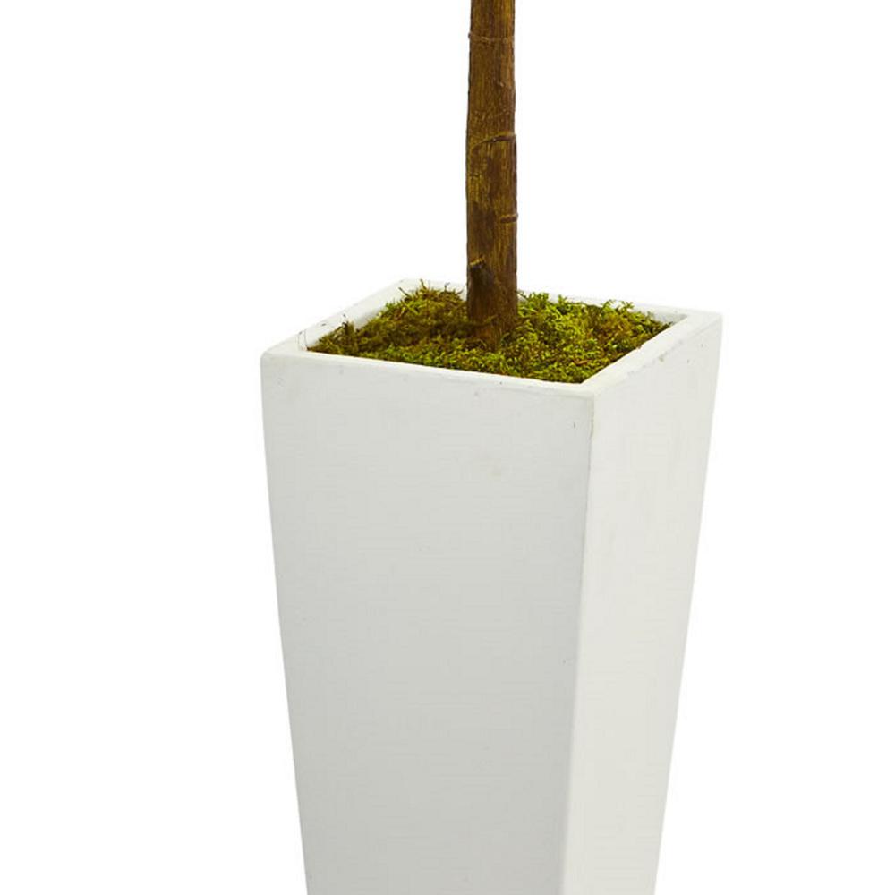 4ft. Fiddle Leaf Artificial Tree in White Tower Planter. Picture 3