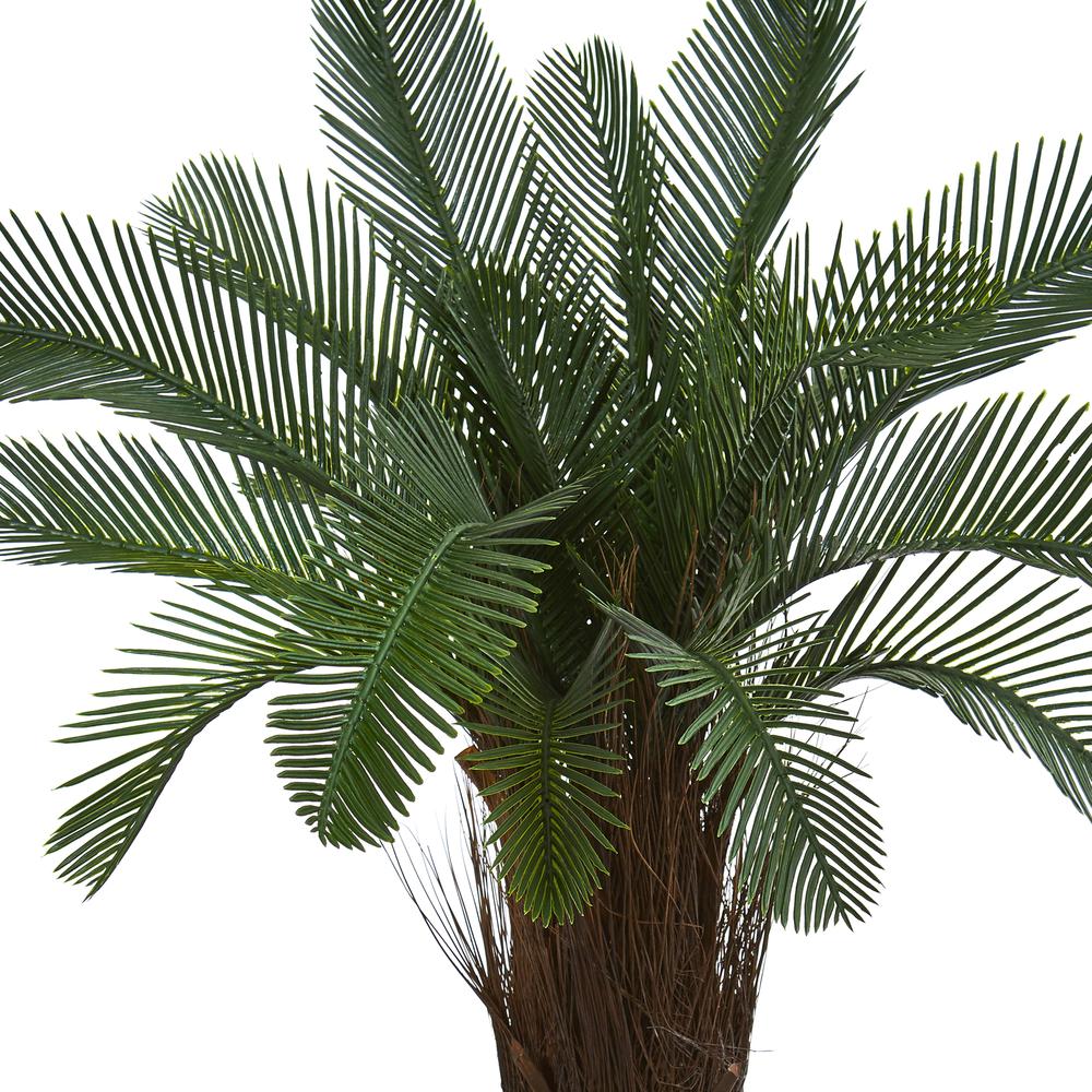 40in. Cycas Artificial Tree in White Tower Planter UV Resistant (Indoor/Outdoor). Picture 4