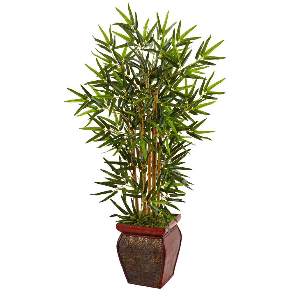 3.5ft. Bamboo Artificial Tree in Wooden Decorative Planter. Picture 1