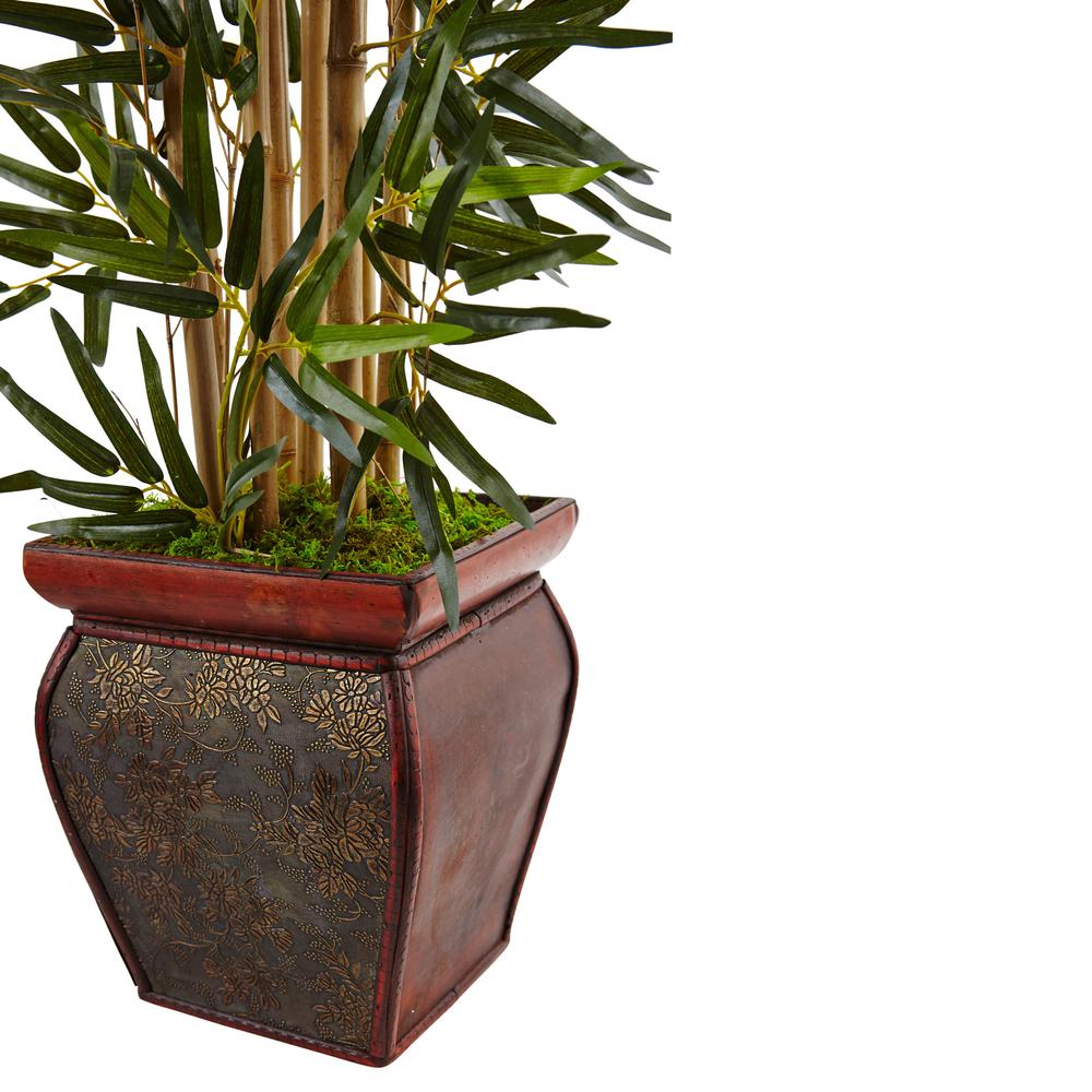 3.5ft. Bamboo Artificial Tree in Wooden Decorative Planter. Picture 2