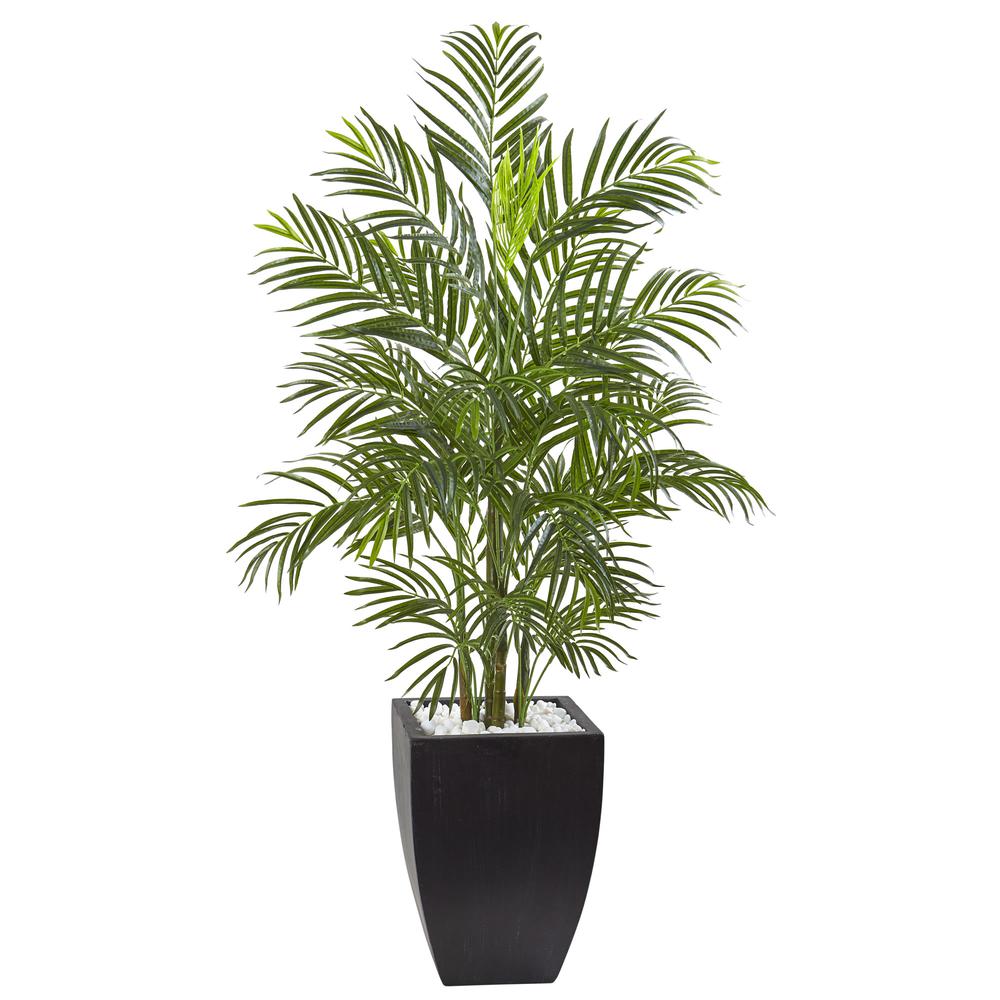4.5ft. Areca Palm Tree with Black Wash Planter UV Resistant (Indoor/Outdoor). Picture 1