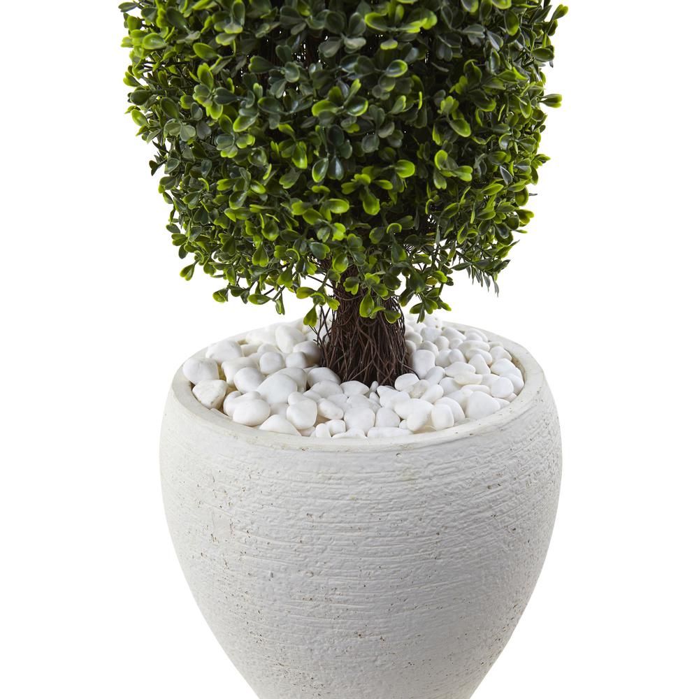 41in. Boxwood Topiary with Textured White Planter UV Resistant (Indoor/Outdoor). Picture 7
