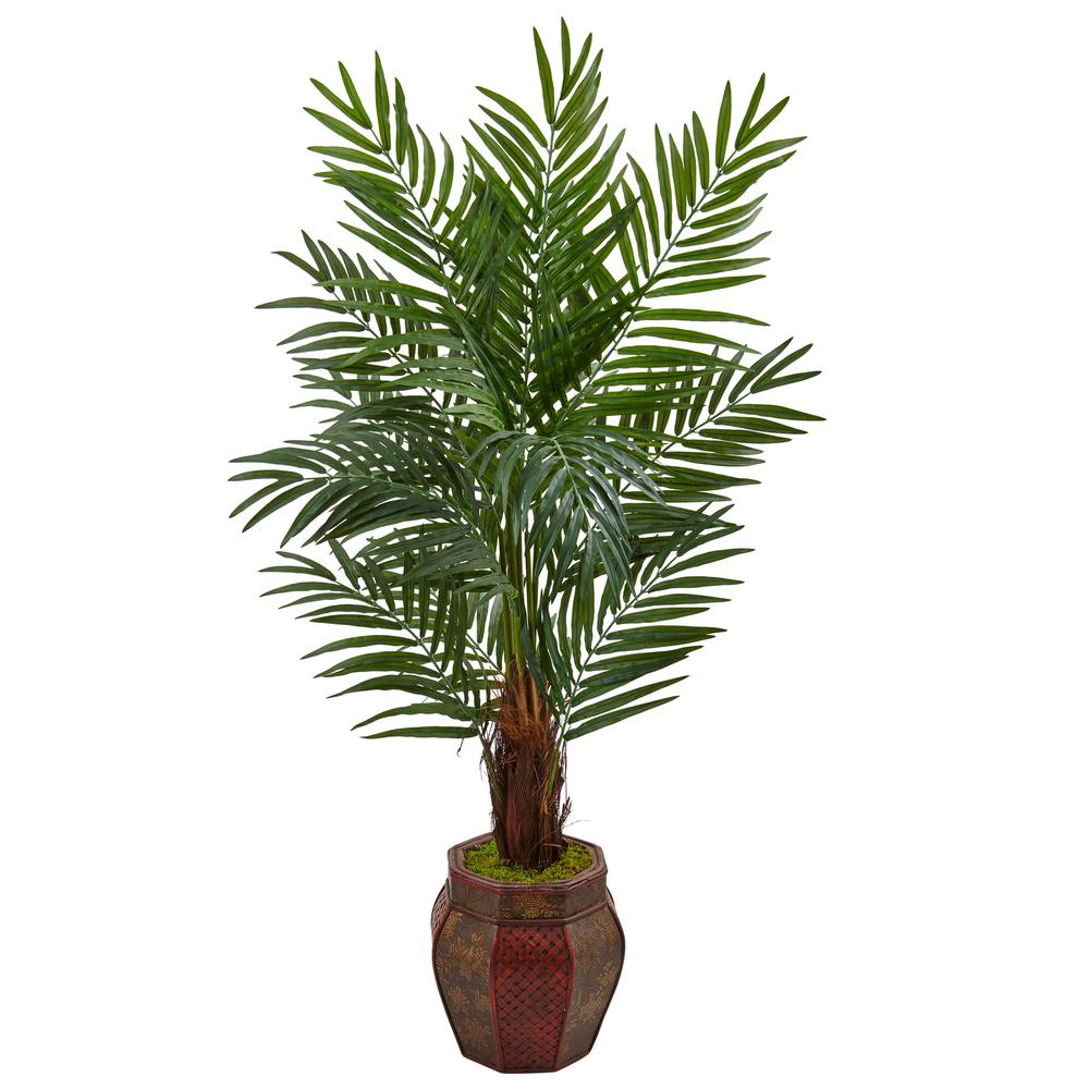 5ft. Areca Palm Artificial Tree in Weave Planter. Picture 1